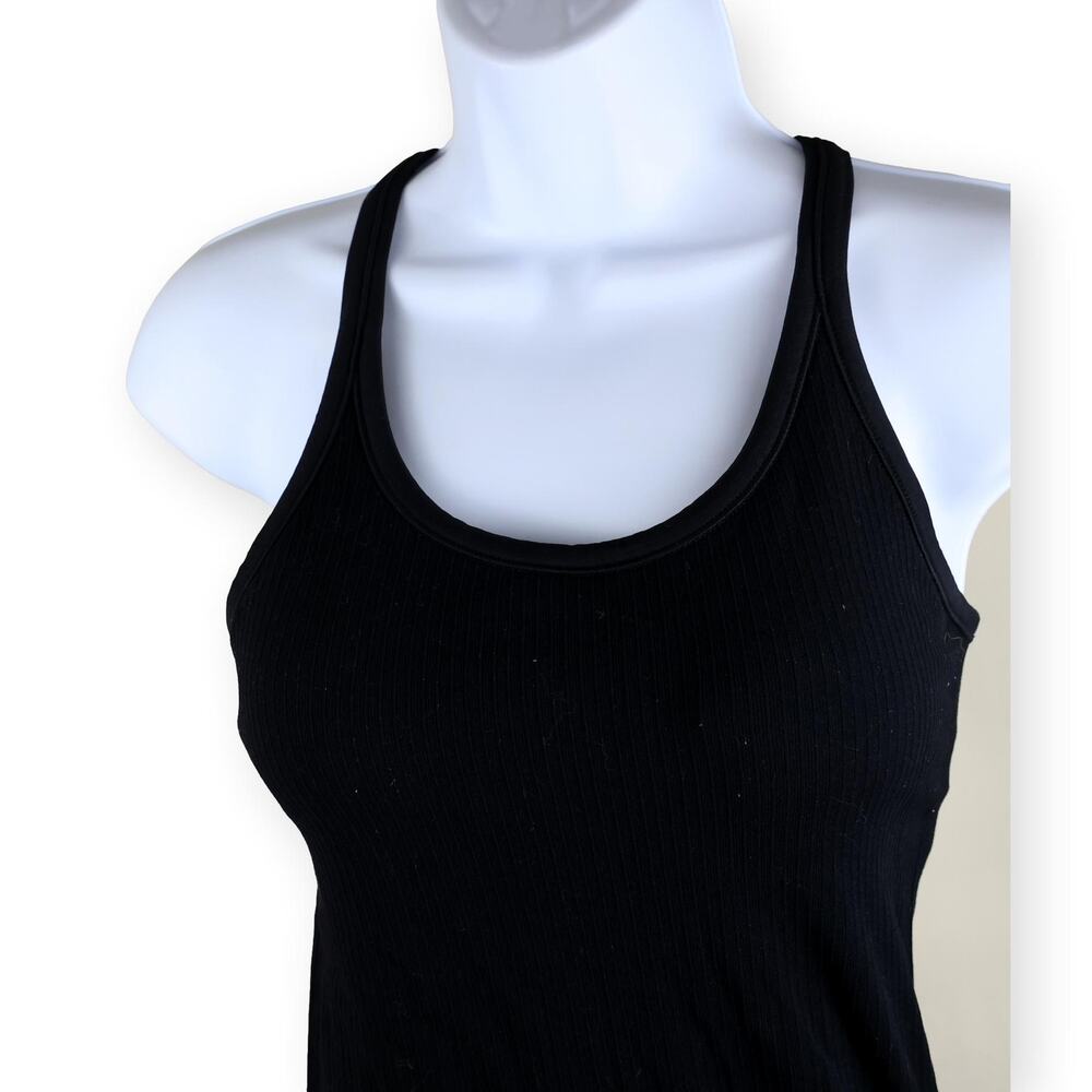 Black Ribbed Racerback Athletic Top S - Picture 2 of 5